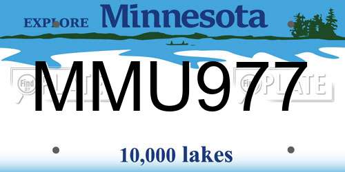 MMU977 Minnesota License Plate