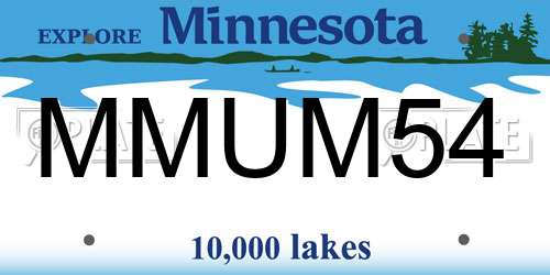 MMUM54 Minnesota License Plate