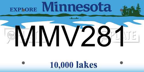 MMV281 Minnesota License Plate