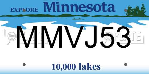 MMVJ53 Minnesota License Plate