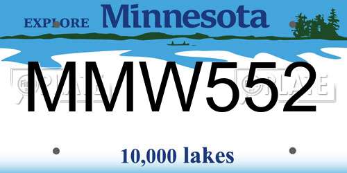MMW552 Minnesota License Plate