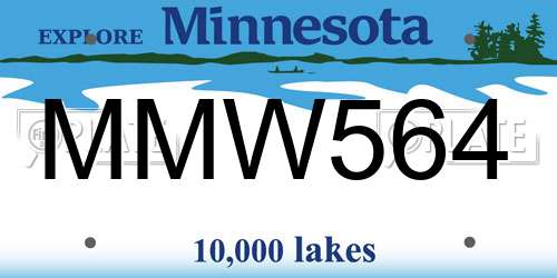 MMW564 Minnesota License Plate