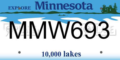 MMW693 Minnesota License Plate