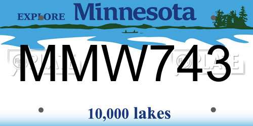 MMW743 Minnesota License Plate