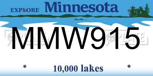 MMW915 Minnesota License Plate