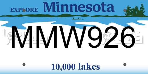 MMW926 Minnesota License Plate