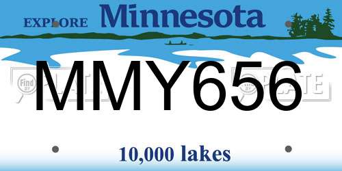 MMY656 Minnesota License Plate