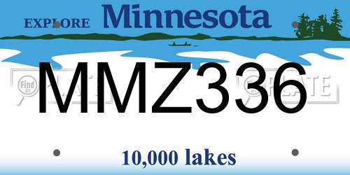 MMZ336 Minnesota License Plate