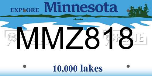MMZ818 Minnesota License Plate
