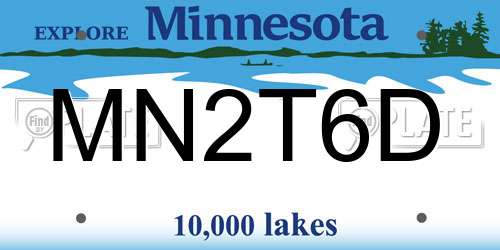 MN2T6D Minnesota License Plate
