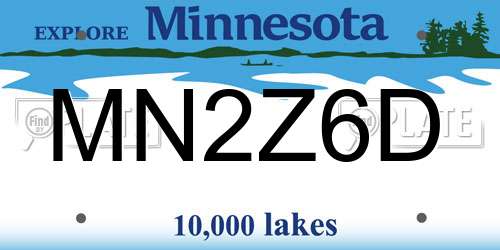 MN2Z6D Minnesota License Plate