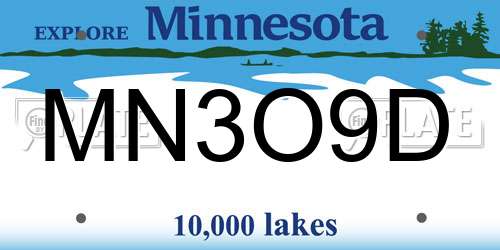MN3O9D Minnesota License Plate