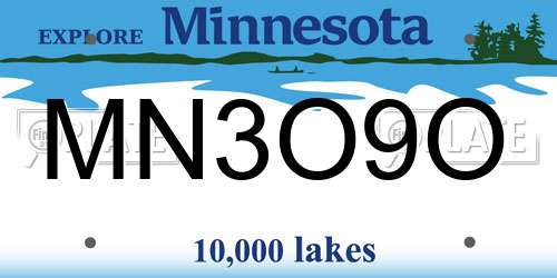 MN3O9O Minnesota License Plate