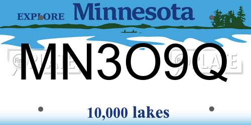 MN3O9Q Minnesota License Plate