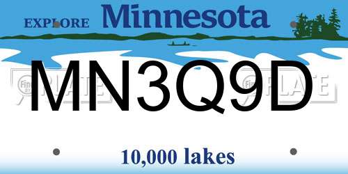 MN3Q9D Minnesota License Plate