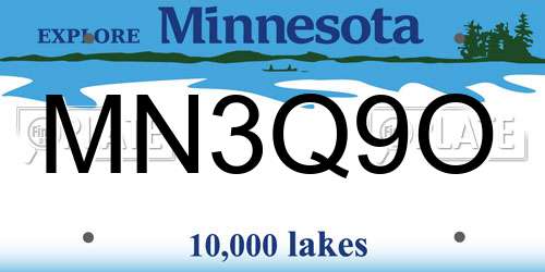 MN3Q9O Minnesota License Plate
