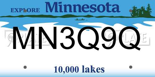 MN3Q9Q Minnesota License Plate