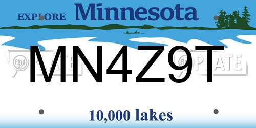 MN4Z9T Minnesota License Plate