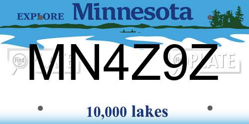 MN4Z9Z Minnesota License Plate