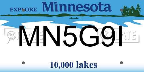 MN5G9I Minnesota License Plate