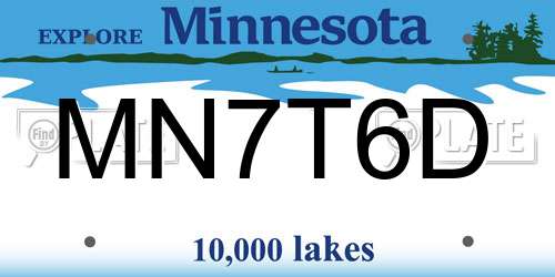 MN7T6D Minnesota License Plate