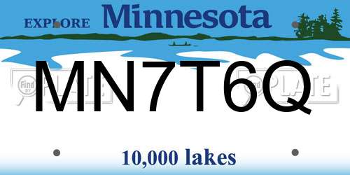 MN7T6Q Minnesota License Plate