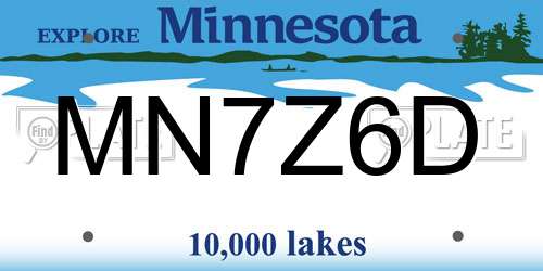 MN7Z6D Minnesota License Plate
