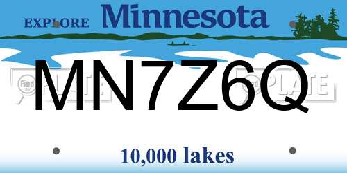 MN7Z6Q Minnesota License Plate