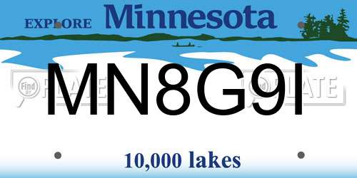 MN8G9I Minnesota License Plate