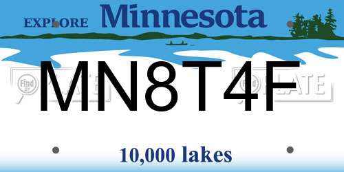 MN8T4F Minnesota License Plate