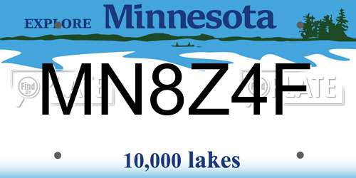 MN8Z4F Minnesota License Plate