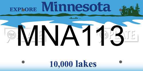 MNA113 Minnesota License Plate