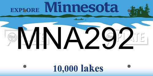 MNA292 Minnesota License Plate