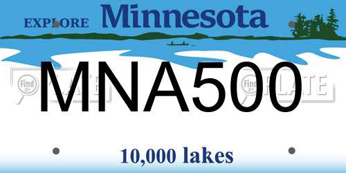MNA500 Minnesota License Plate