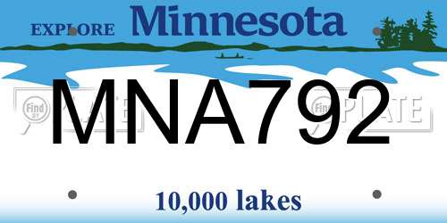 MNA792 Minnesota License Plate