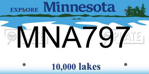 MNA797 Minnesota License Plate