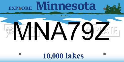 MNA79Z Minnesota License Plate