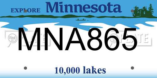 MNA865 Minnesota License Plate
