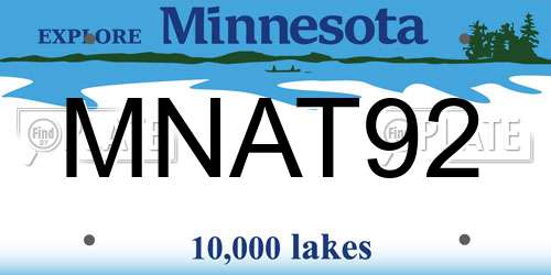 MNAT92 Minnesota License Plate
