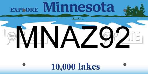 MNAZ92 Minnesota License Plate