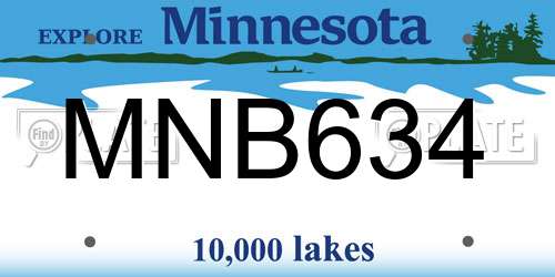 MNB634 Minnesota License Plate