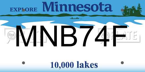 MNB74F Minnesota License Plate
