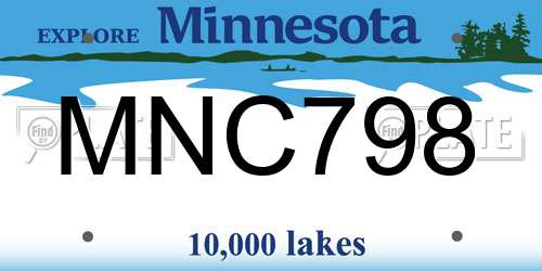 MNC798 Minnesota License Plate