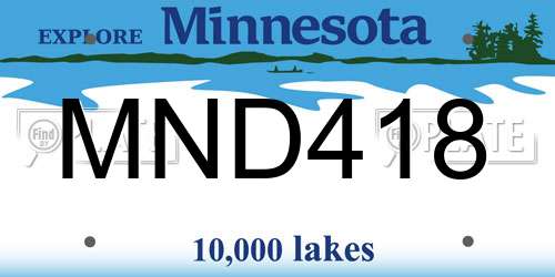 MND418 Minnesota License Plate