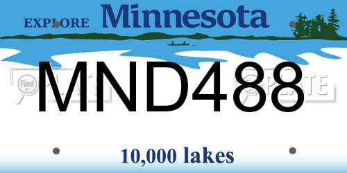 MND488 Minnesota License Plate