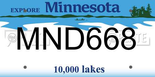 MND668 Minnesota License Plate