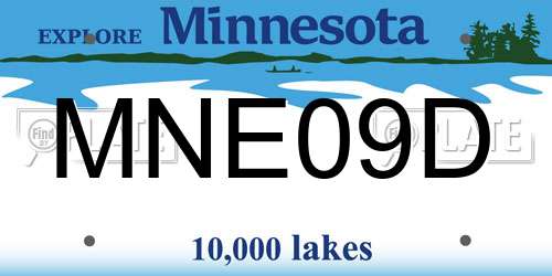 MNE09D Minnesota License Plate