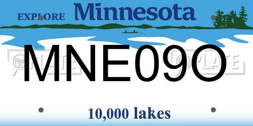 MNE09O Minnesota License Plate