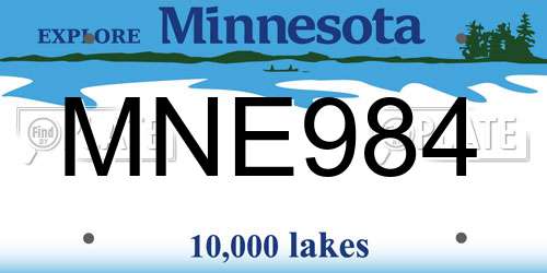 MNE984 Minnesota License Plate