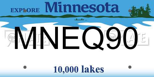 MNEQ90 Minnesota License Plate